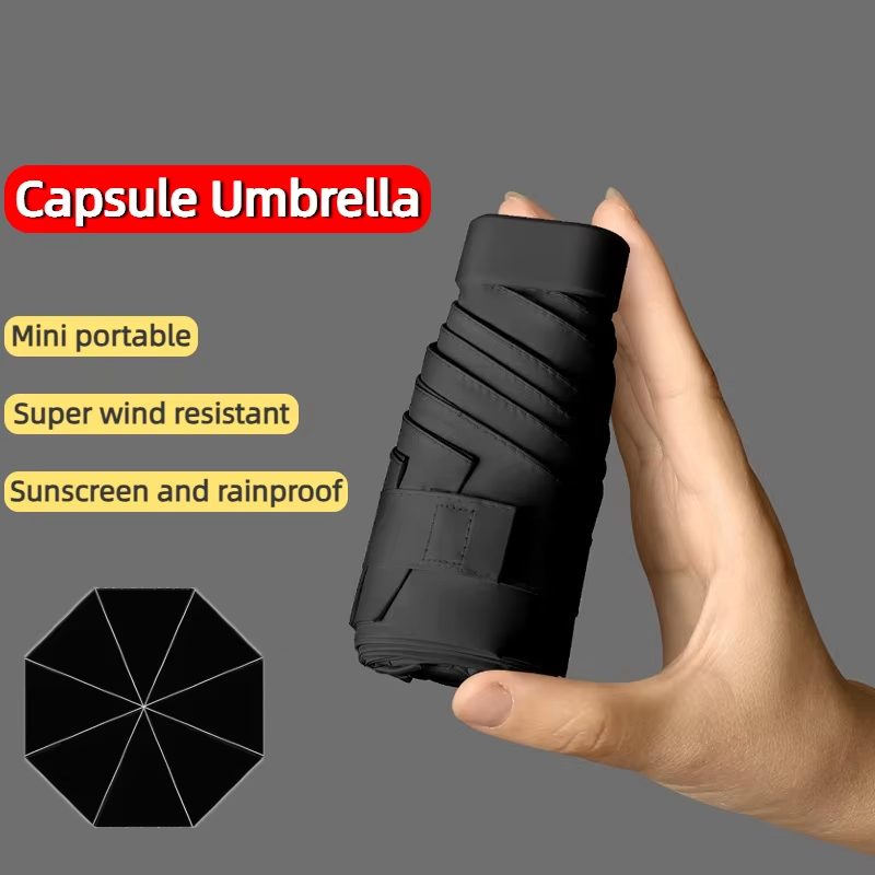 Travel Umbrella Compact - Ultrakompaktowy mini parasol z czarną powłoką,